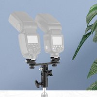 Dual Flash Bracket Hot Shoe Speedlight Stand Umbrella Holder Double Hot Shoe Flash Umbrella Holder for Canon Nikon DSLR Camera