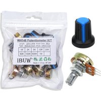 9PCS WH148 Linear Taper Rotary Potentiometer With Knob Cap Blue B1K~B1M 1K 2K 5K B10K 20K 50K 100K 500K 1M Ohm AG2 IGMOPNRQ