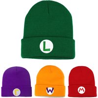 Anime Odyssey Hat Cosplay Super Luigi Brothers Letter Embroidery Knitted Hat Unisex Autumn And Winter Warm Hat
