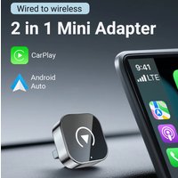 USB 2 in 1 Wireless CarPlay Adapter Plug & Plug Auto Connect No Delay Converts Wired to Wireless Compatible for iPhone Android
