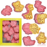 8 PCS Cartoon Animal Cookie Mold Dough Stamp Plastic 3D Cartoon Pressable Cookie DIY Mold Candy Baking Pastry Baking Decoration