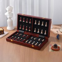 Extra large high-end metal zinc alloy+wooden chess pieces, 45cm/17.7inch wooden folding chessboard with 2 extra queens Christmas
