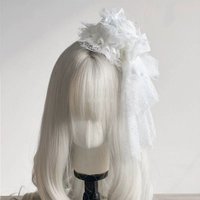 Black/White Princess Lolita Headdress Vintage Lolita Gothic Rose Bow Lace Gift Top Hat Elegant Headband Cosplay Hair Accessaries