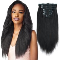 Yaki Straight Clip in 100% Human Hair Extensions Double Weft Straight Clip in Hair Extensions Human Hair 12-26inches for Women image 3