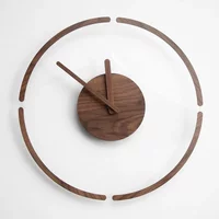 Walnut Glass Wall Clock Nordic Minimalist Style Quartz Silent Drive Living Room Office Background Home Decoration 14 Inch Clock