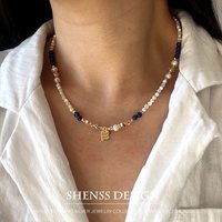 Copper Plated 14k Gold Pendant Natural Freshwater Pearl Shell Natural Stone Necklace