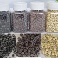 1000pcs Hair Extentions Micro Rings Links Beads, 5mm Silicone Lined Beads for Human Hair Extensions Beads Tool-Multi-colored