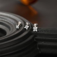 ROXI 925 Sterling Silver Shiny Horse Eyes/Flower Moissanite for Women Cartilage Piercing INS Dainty Earring Valentine's Day Gift