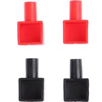 4pcs Red +Black Square Motorcycle Battery Terminals Protection Sleeve Rubber Positive Negative Pole Covers