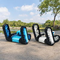 Scratch Programming Controlled Off-Road Climbing Swing Arm Rubber Track Tank Car with Wireless Mobile Phone Bluetooth Control