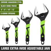 Adjustable Extra Wide Jaw Wrench Spanner 6" 8" 10" 12" Heavy Duty 0-60MM Opening