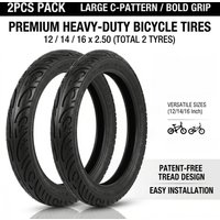 2Pcs Bike Tires 12 14 16 x 2.50 Wide Bicycle Tyres Kids Balance Bicycle Electric Folding E-Bike Scooter Replacement Wheel Tyre