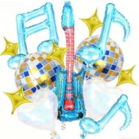 Music Party Decorative Balloons Music Note Laser Rainbow Heart Disco Guitar Foil Balloon Concert Music Birthday Party Blue