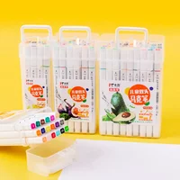 12/18 Colors Art Marker Pen Set Double Head Water Based Ink Highlighter Paint Brush Stationery Graffiti School Supplies