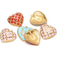 3pcs Stainless Steel Enamel Heart Charms DIY Couples Jewelry Findings Women Elegant Earrings Making Lovers Necklace Pendants