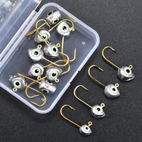 Topranc 10Pcs/Box Night Fish-Attracting 3D Fish Eye Jig Heads, Weighted Hooks, Lure Bionic Micro Baits Hooks