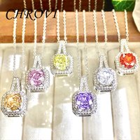 Temperament 925 Sterling Silver New Octagonal Rose Sugar Candy Gemstone Square Bag Pendant Necklace