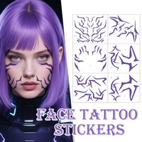 Temporary Tattoos, Purple Lightning Bold Makeup for Cosplay Role Play, Waterproof Face Art Stickers, Christmas gifts