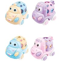 Baby Toy Car Rattle Roll Cars for Toddler 1-3 Press and Go Car Friction Powered Truck Soft Rattles for Babies Girl Birthday Gift