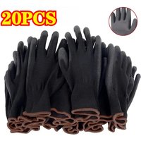 20PCS Black PU Coated Gloves Nylon Polyurethane Gloves Non Slip Durable Breathable Woodwork Outdoor Work Automotive Repair