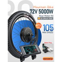 AliExpress KUNTENG E-BIKE MTX Electric Bike Conversion Kit 72V 5000W Rear Brushless Gearless Hub Motor Wheel 150mm Open Size For EBike Conversion Kit