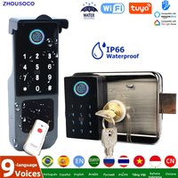 Fingerprint Lock Waterproof Tuya Wifi Remote Control Bluetooth TTLock App Card Digital Code Keyless Electronic Smart Door Lock