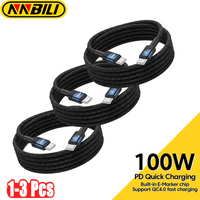 NNBILI 1-3 Stück 100W USB-C auf Typ-C Schnellladekabel für iPhone 18 17 Samsung PS5 Xiaomi Quick Charge Typ-C Datenkabel