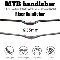 Pełnokarbonowy kierownica MTB typu riser, zacisk 35 mm, wykończenie 3K błyszczące lub matowe, długość 660-800 mm, ultralekka kierownica do roweru górskiego, części rowerowe.