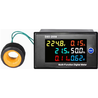 D85-2058 Single Phase AC Power Meter, Digital LCD Display Voltage Current Frequency Watt Energy Monitor for Home AC 220V