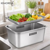 Portable Washing-up Bowl 10L Large Stainless Steel Dishpan With Filter Screen Multipurpose Kitchen Sink Vegetable Washing Basin