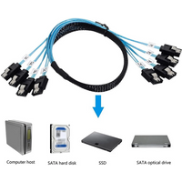 90/180 Degree 4/6/8 SATA to 4/6/8 sata 4.0 7p Female with Braided Mesh for Server Computer Host SSD SATA Hard Disk Adapter Cable