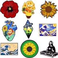 Art Painting Brooches For Women Flowers Enamel Pin Metal Badge Jewelry Clothing Backpack Accessories Friends Gift