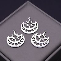 3pcs Creative Moon Phase Star Charms Stainless Steel DIY Handmade Bracelets Necklaces Jewelry Making Astrology Accessories Bulk