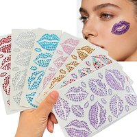 1pcs 3D Sexy Thick Lips Shape Face Diamond Stickers Round Rhinestones Shiny Mouth Lips Face Decorations Rhinestones Stickers DIY
