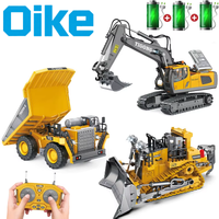 Oike 4WD – zdalnie sterowany koparka, model ciężarówki z funkcją wywrotu, model buldożera, samochód RC, pojazd budowlany z oświetleniem i dźwiękami, zabawka, idealny prezent.