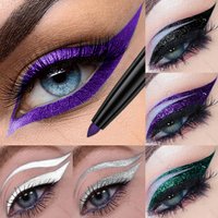 1pc Colourful Eyeliner Pen,High Pigmented Pearly Glitter&Shimmer Metallic Eyeliner Stick, Long Lasting Waterproof White Black