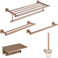 Brushed Rose Gold Stainless Steel Bathroom Wall-Mounted Towel Rack Paper Holder Towel Bar Cup Holder Toilet Brush Accessories