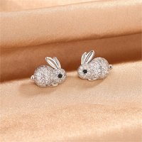 Sole Memory 925 Sterling Silver Cute Zircon Rabbit Stud Earrings For Women Fine Jewelry Female Party Gift EA880