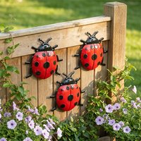 3 PCS Metal Ladybug Beetle Home Wall Decoration Is Suitable for Garden, Living Room, Room, Porch, Terrace in Multiple Scenarios
