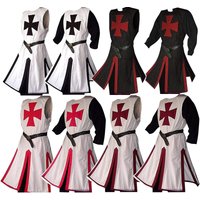 Medieval Warriors Knight Templar Crusader Costume For Adult Men Gown Shirt Top Cross Tabard Surcoat Tunic Clothes 3XL 4XL 5XL