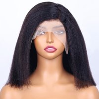 200% Density Kinky Straight 13x4 Full Lace Frontal Wig Human Hair For Women HD Transparent Lace Front Human Hair Short Bob Wigs