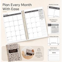 1PC 2026-2028 Monthly Planner, A5 Leopard Print Spiral Agenda Notebook with Reference Calendars and Notes Pages