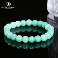 JD Natural Stone Myanmar Jade Round Bead Strand Bracelet Women Single Circle Stretch Simple Bangles Yoga Meditation Jewelry Gift