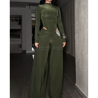 Ladies Long Sleeved Wide Leg Slim Fit Two-Piece Set Women's Fashion Jumpsuits Streetwear Outfits 2026 Evening Party Clothings