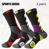 3Pairs Sport Running Socks Athletic Breathable Mesh Thick Compression Basketball Socks Sweat Absorb Professional Cycling Socks