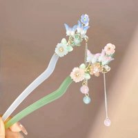 Chinese Style Flower Hairpin Light Luxury Floral Pearl Tassel Hair Stick Girls Hairdressing Hair Clip Jewelry Hair Accessories