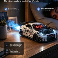 GTR Simulated Sports Car Alarm Clock Adjustable Engine Roar Sound With Mist Sprayer Creative Desktop Ornament