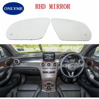 Car Led warning blind spot heated mirror glass for Mercedes-Benz C E S GLC Class W205 W222 W217 W213 W238 2015-2022 RHD