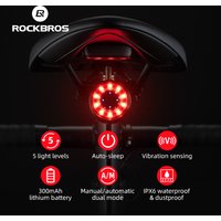 ROCKBROS Bicycle Smart Rear Light Q1MAX 5 Lighting Modes Waterproof Brake Sensor Smart Tail Light Type-C Charge Bike Accessories