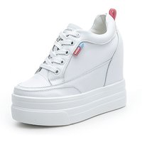 11cm Platform Wedge Sneakers 2026 Summer Shoes Genuine Leather Air Mesh Hollow Women White Summer Shoes High Heel
